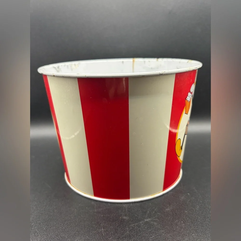 Vintage Disney Goofy Striped Metal Popcorn Bucket, Disney Collectibles